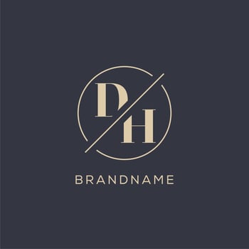 Initial letter DH logo with simple circle line, Elegant look monogram logo style vector