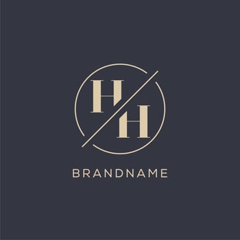 Initial letter HH logo with simple circle line, Elegant look monogram logo style vector