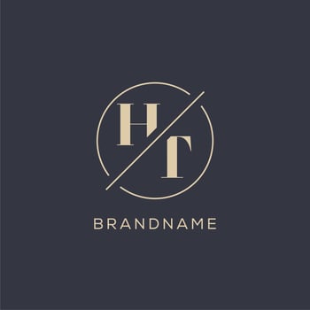 Initial letter HT logo with simple circle line, Elegant look monogram logo style vector