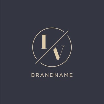 Initial letter LV logo with simple circle line, Elegant look monogram logo style vector