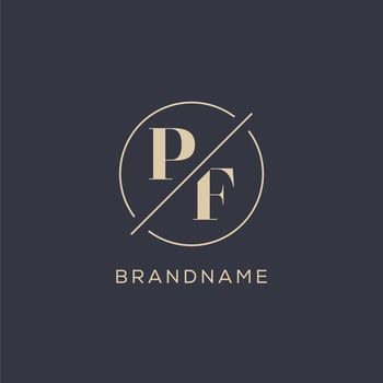 Initial letter PF logo with simple circle line, Elegant look monogram logo style vector