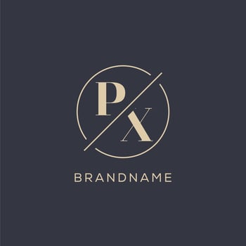 Initial letter PX logo with simple circle line, Elegant look monogram logo style vector