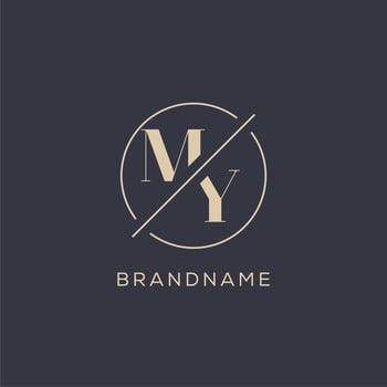 Initial letter MY logo with simple circle line, Elegant look monogram logo style vector