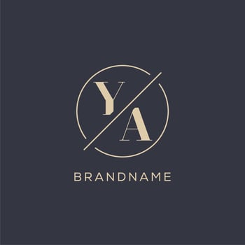 Initial letter YA logo with simple circle line, Elegant look monogram logo style vector
