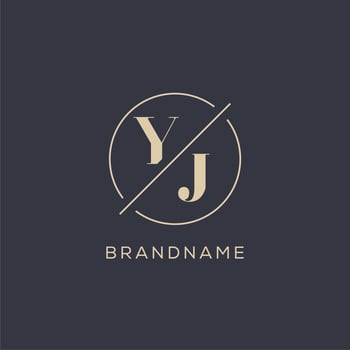 Initial letter YJ logo with simple circle line, Elegant look monogram logo style vector