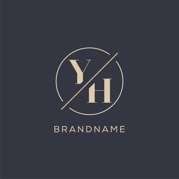 Initial letter YH logo with simple circle line, Elegant look monogram logo style vector