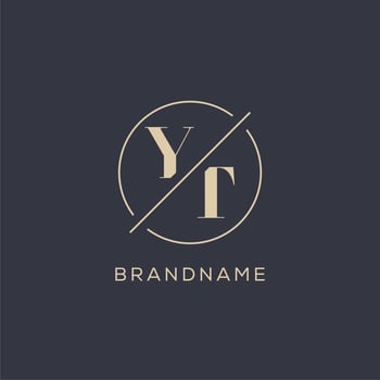 Initial letter YT logo with simple circle line, Elegant look monogram logo style vector