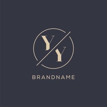 Initial letter YY logo with simple circle line, Elegant look monogram logo style vector
