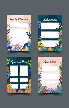 Journal Template with Flowers Spring vector