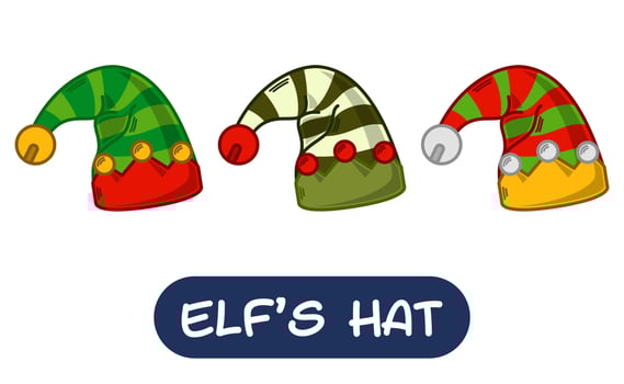 Cartoon Elf Hat Illustration. Set of Variation Colors. EPS 10 Vector