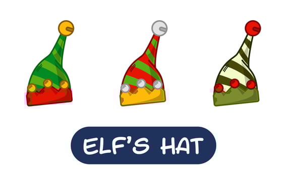 Cartoon Elf Hat Illustration. Set of Variation Colors. EPS 10 Vector