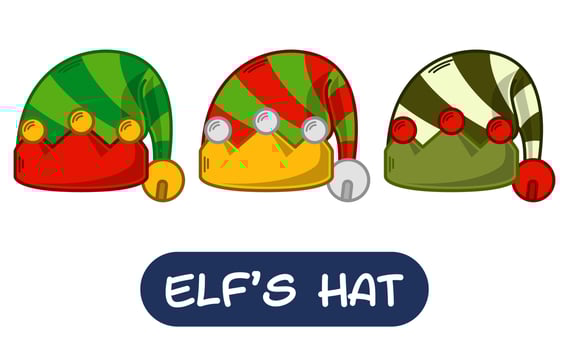 Cartoon Elf Hat Illustration. Set of Variation Colors. EPS 10 Vector