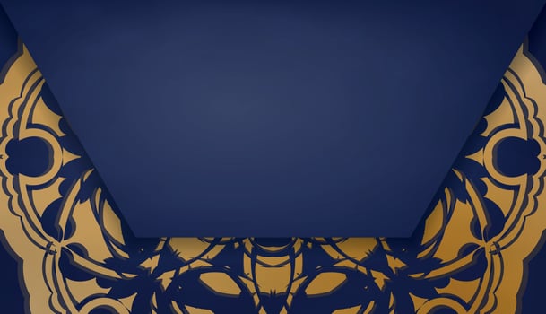 Dark blue banner with luxury gold pattern for design under logo or text vector