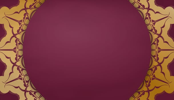 Burgundy banner with Greek gold pattern and space for logo or text vector