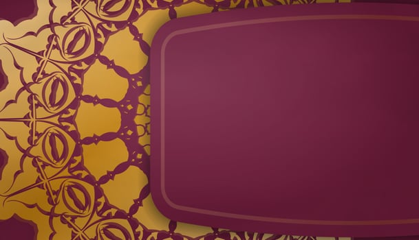 Burgundy banner with Greek gold ornaments for design under your logo vector
