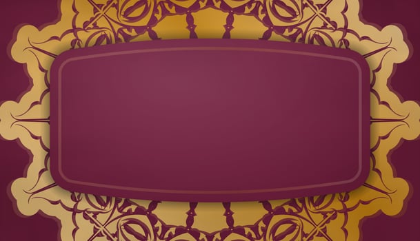 Burgundy banner with antique gold ornaments and place for logo or text vector