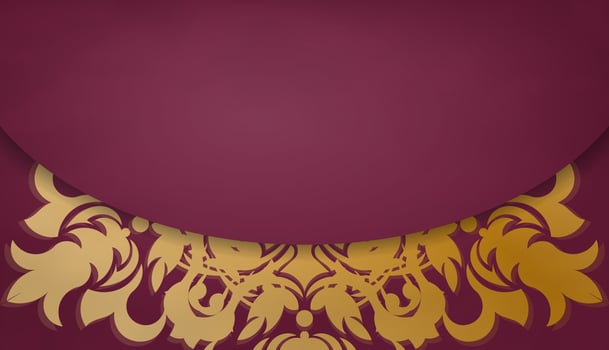 Burgundy banner with greek gold pattern for design under logo or text vector