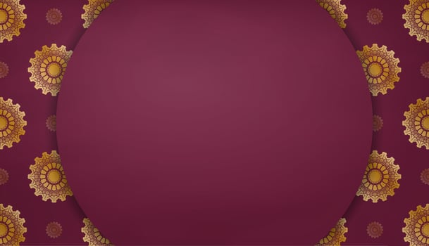 Burgundy banner with abstract gold pattern and place for logo or text vector