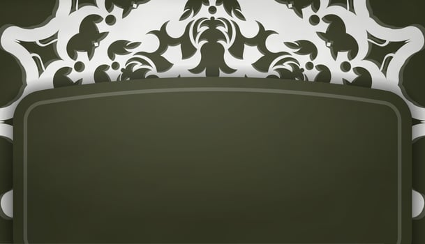 Dark green banner with abstract white pattern for design under your text vector