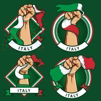 fist hands with italy flag illustration vector