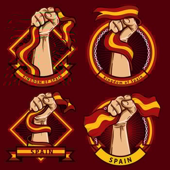 fist hands with spain flag illustration vector