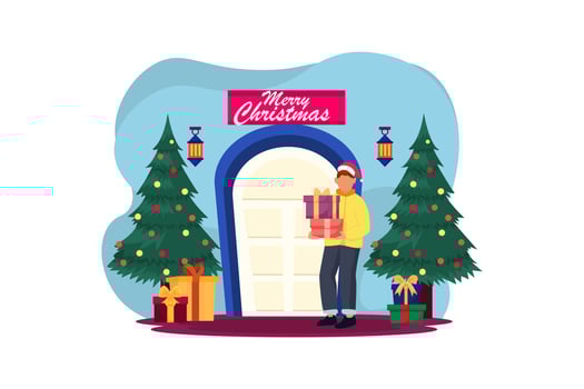 Christmas Night Festival Flat Design vector
