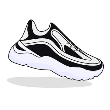 Sneaker shoes on a white background. Flat design concept. Vector illustration. Sneakers in a flat style. Side view sneakers. Sneakers fashion.