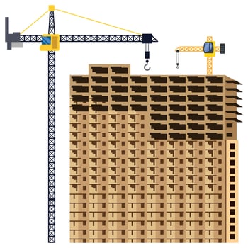 Construction building tower crane illustration vector