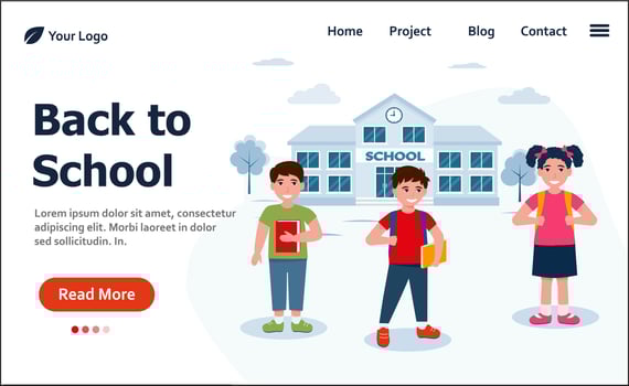 Back to School landing page. Banner or landing page template. vector illustration
