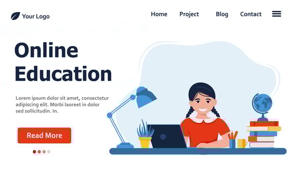 Online education landing page. Banner or landing page template. vector illustration
