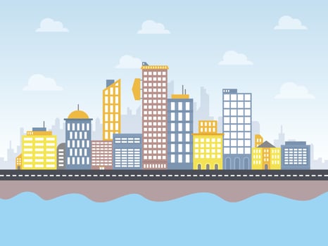 City buildings town beautiful illustration. vector