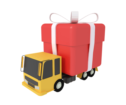 3d illustration of truck with gift delivery png