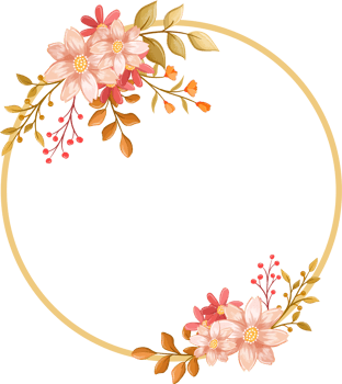 Pink Orange Flower Arrangement with watercolor style png