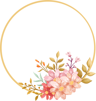 Pink Orange Flower Arrangement with watercolor style png