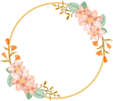 Pink Orange Flower Arrangement with watercolor style png