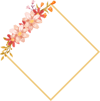 Pink Orange Flower Arrangement with watercolor style png