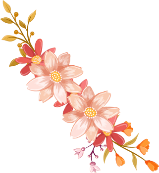 Pink Orange Flower Arrangement with watercolor style png