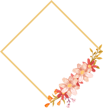 Pink Orange Flower Arrangement with watercolor style png