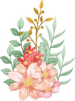 Pink Orange Flower Arrangement with watercolor style png