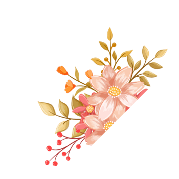 Pink Orange Flower Arrangement with watercolor style png