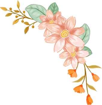 Pink Orange Flower Arrangement with watercolor style png