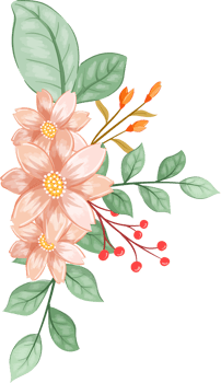Pink Orange Flower Arrangement with watercolor style png