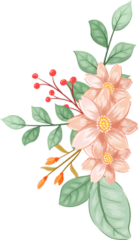 Pink Orange Flower Arrangement with watercolor style png