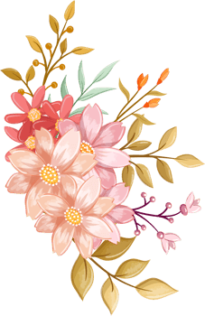 Pink Orange Flower Arrangement with watercolor style png