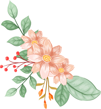 Pink Orange Flower Arrangement with watercolor style png