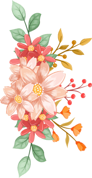 Pink Orange Flower Arrangement with watercolor style png
