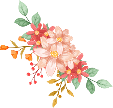 Pink Orange Flower Arrangement with watercolor style png