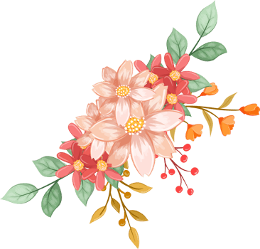 Pink Orange Flower Arrangement with watercolor style png