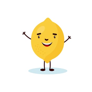 lemon cute character, illustration for kids in cartoon style isolated on white background eps 10 vector