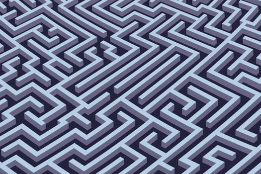 Maze background. Labyrinth with walls and paths, isometric, 3D rendering, abstract backdrop. vector